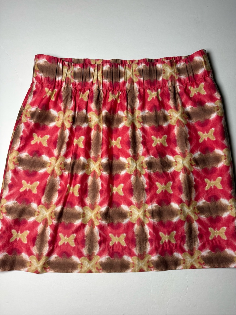 J Crew Size 2 lkat print Pull on mini Skirt with pockets.  100% cotton fabric